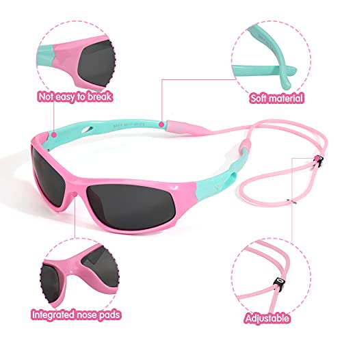 Hifot Kids Polarized Sunglasses For Boys Girls Childrens UV 400 Protection Rubble Flexible Outdoor Beach Eyewear Sport Sunglasses
