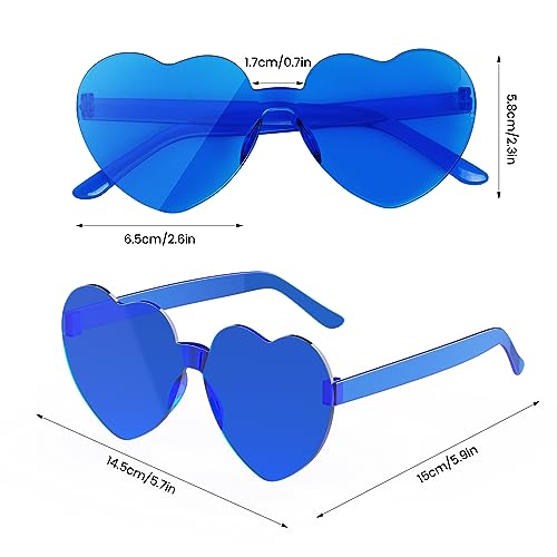 8PCS Heart Sunglasses Rimless for Girls Boys Women Men Kids Adults Birthday/Hen/Festival Party Glasses Fancy Dress Cosplay Costume Supplies, Kids' Party Eyewear Coloured Funky Sunglasses Heart Shaped