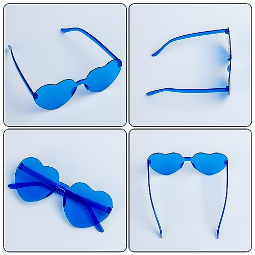8PCS Heart Sunglasses Rimless for Girls Boys Women Men Kids Adults Birthday/Hen/Festival Party Glasses Fancy Dress Cosplay Costume Supplies, Kids' Party Eyewear Coloured Funky Sunglasses Heart Shaped