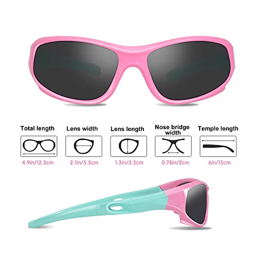 Hifot Kids Polarized Sunglasses For Boys Girls Childrens UV 400 Protection Rubble Flexible Outdoor Beach Eyewear Sport Sunglasses