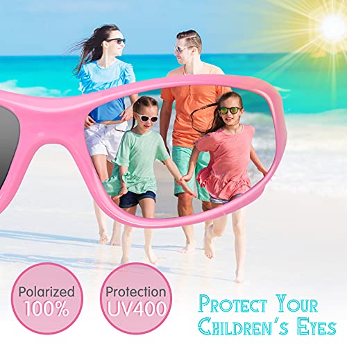 Hifot Kids Polarized Sunglasses For Boys Girls Childrens UV 400 Protection Rubble Flexible Outdoor Beach Eyewear Sport Sunglasses
