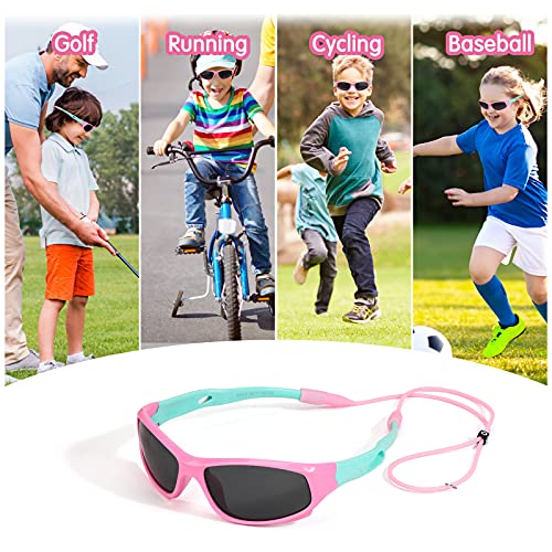 Hifot Kids Polarized Sunglasses For Boys Girls Childrens UV 400 Protection Rubble Flexible Outdoor Beach Eyewear Sport Sunglasses