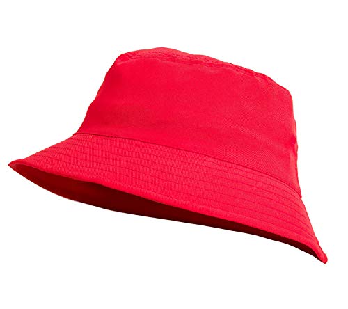 MFAZ Morefaz Ltd Kids Bucket Hat Youths Hats Summer Boy Girl Fisher Outdoor Sun Beach Hat Circumference 54cm (Red 54cm)