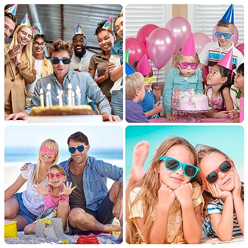 8PCS Heart Sunglasses Rimless for Girls Boys Women Men Kids Adults Birthday/Hen/Festival Party Glasses Fancy Dress Cosplay Costume Supplies, Kids' Party Eyewear Coloured Funky Sunglasses Heart Shaped