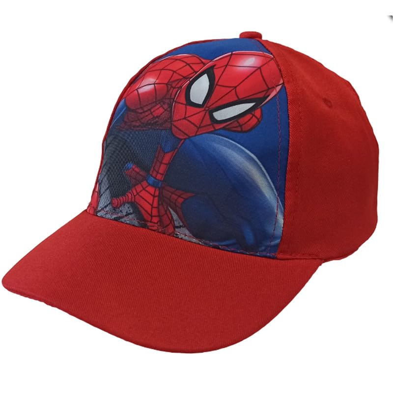 Spiderman Red Baseball Cap, Polyester Sun Protection Kids Hat, Adjustable Summer Fastening Sun Hat for School Outdoor 3+ Years
