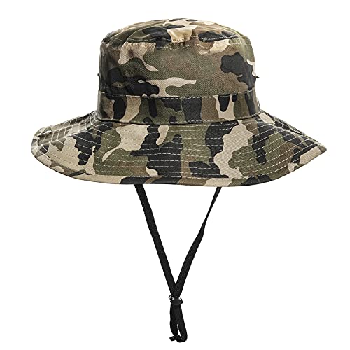 Boys Camo Sun-Bucket-Hat Summer Outdoor Safari Fishing-Hat Boonie-Cap for Big Kids 7-14Yrs (Size: 7), Camo, 7-14 Years