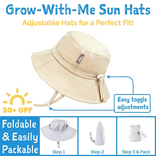 JAN & JUL Toddler Boy Sun-Hat with Adjustable Strap Large Brim (L: 2-5 Years, Army Green)