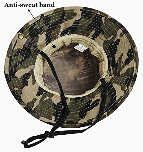 Boys Camo Sun-Bucket-Hat Summer Outdoor Safari Fishing-Hat Boonie-Cap for Big Kids 7-14Yrs (Size: 7), Camo, 7-14 Years