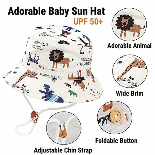 imKutie Baby Sun Hat, UPF 50+ Toddler Kids Cartoon Animal Shark Star Summer Bucket Hats Adjustable Baby Hat with Chin Strap for 6 Months-8 Years