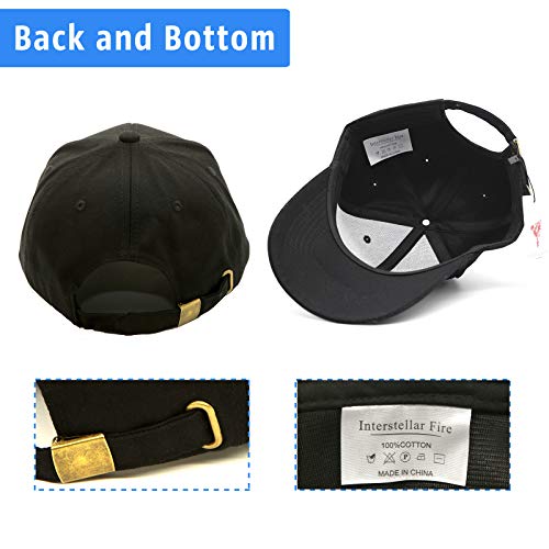 Interstellar Fire Baseball Cap for Men Women - 100% Cotton Adjustable Plain Hat - Unisex One Size Sun Hat for Youth Boys Ponytail Ladies - Sports Trucker Hats (Black)