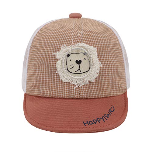 Afinder Babies Lovely Cartoon Peak Cap Toddlers Breathable Cotton Mesh Sun Hats Anti-UV Supple Brim Visor Hats Baseball Caps for 6-12M Girls Boys Orange