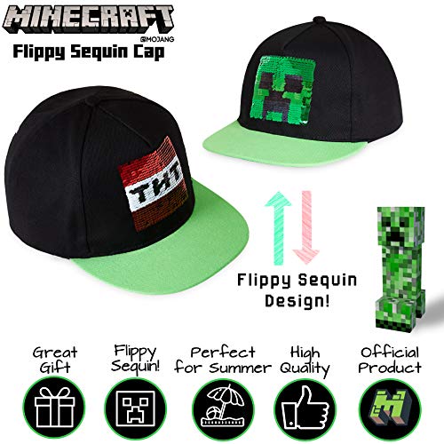 Minecraft Baseball Caps for Boys, Kids Trucker Hat with Creeper and TNT, One Size Baseball Cap, Official Video Game Merchandise for Childrens, Gifts for Gamers (Multicoloured)