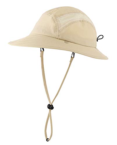 Decentron UPF 50+ Boys Sun Hat with Neck Flap Summer Beach Hat Kids Safari Hat (Light Khaki)