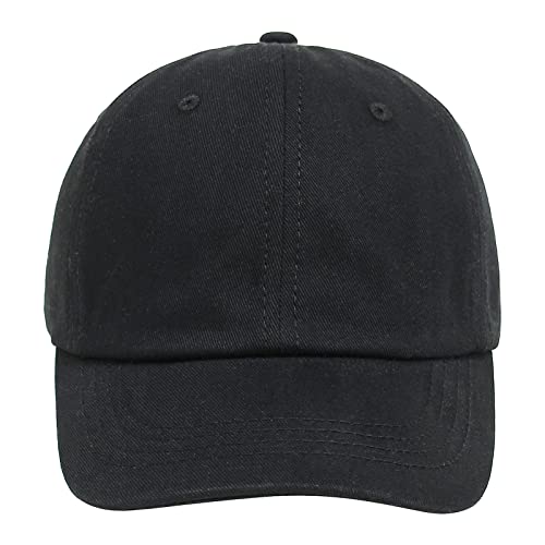 YILEEGOO Toddler Baby Kids Boys Girls Baseball Summer Sun Caps Casual Style Solid Color Adjustable Summer Hats Sun Protection Outdoor Accessories (Black, 6-12 Months)
