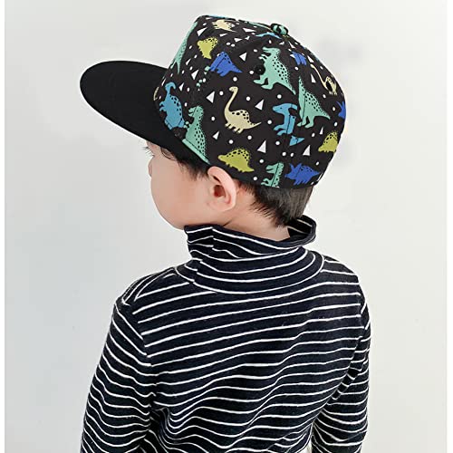 XYIYI Dinosaur Black Kids Baseball Caps Cotton Sun Hat Adjustable Trucker Hats Sport Visor Cap for 4-8 Years Old Boys
