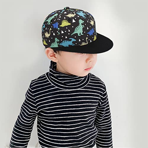 XYIYI Dinosaur Black Kids Baseball Caps Cotton Sun Hat Adjustable Trucker Hats Sport Visor Cap for 4-8 Years Old Boys