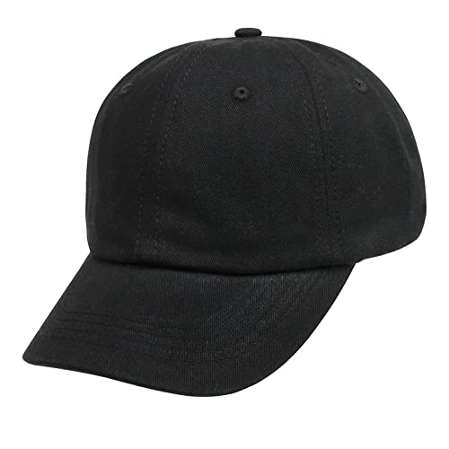 YILEEGOO Toddler Baby Kids Boys Girls Baseball Summer Sun Caps Casual Style Solid Color Adjustable Summer Hats Sun Protection Outdoor Accessories (Black, 6-12 Months)