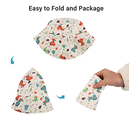 LACOFIA Baby Cotton Summer Hat Toddler Boys Girls Sun Hat Kids UPF 50+ Neck Protection Flap Cap with Adjustable Chin Straps Beige 2-5 Years