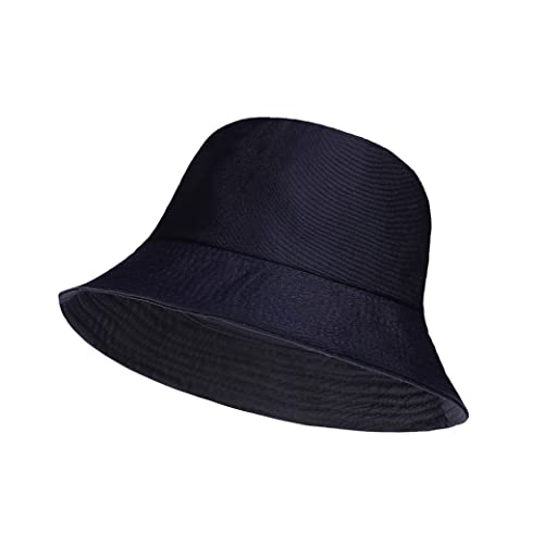 Bucket Hats Fisherman Style Plain Simple Bucket Hat for Women Men Girls or Boys Brimmed Sun Hat for Football Hiking Fishing Festival or Beach Holiday One Size Fits All (Navy)