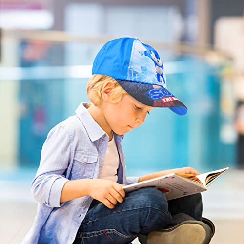 2pcs Sonic Baseball Hat, Kids Adjustable Baseball Hat, Sports Casual Breathable Hat in Cotton Sonic Theme Printing Baseball Hat for Kids Sunscreen Summer Running School Sport Beach Party Blue