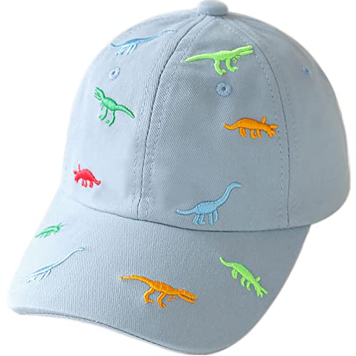 XYIYI Sky Blue Dinosaur Cotton Boys Baseball Hat Toddler Boy Sun Hats Summer Kids Trucker Cap 2-8 Years