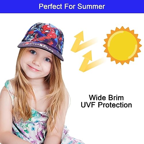 BSNRDX Printing Cap Cartoon Adjustable Baseball Cap Children Sun Hat Visor Cap Summer Running Cap for Boys & Girls(50-54CM) Black