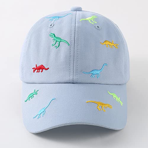 XYIYI Sky Blue Dinosaur Cotton Boys Baseball Hat Toddler Boy Sun Hats Summer Kids Trucker Cap 2-8 Years
