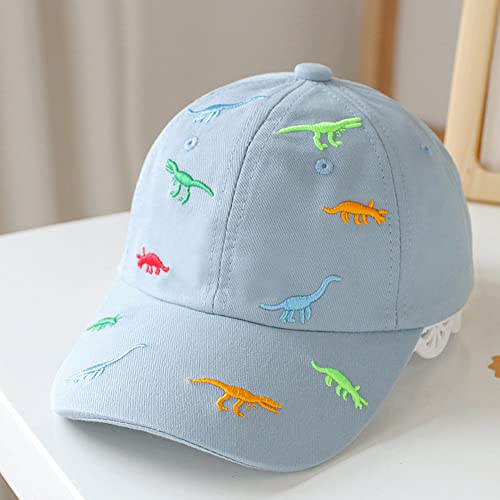 XYIYI Sky Blue Dinosaur Cotton Boys Baseball Hat Toddler Boy Sun Hats Summer Kids Trucker Cap 2-8 Years