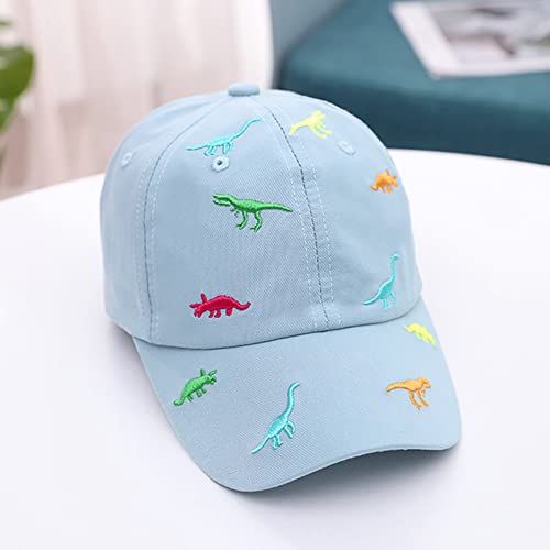 XYIYI Sky Blue Dinosaur Cotton Boys Baseball Hat Toddler Boy Sun Hats Summer Kids Trucker Cap 2-8 Years
