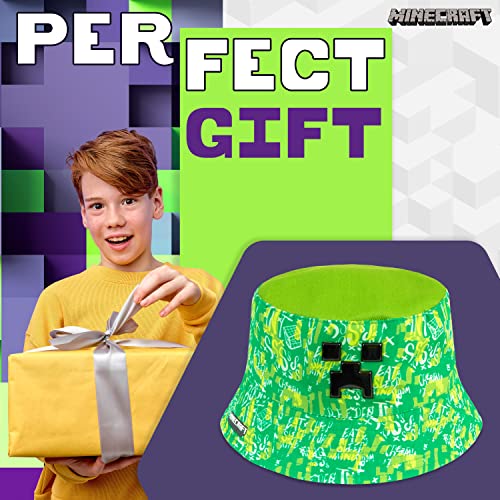 Minecraft Baseball Cap for Boys One Size Creeper Kids Hat Summer Accessories Lightweight Breathable Sun Hat Bucket Hat Gifts for Boys (Green Bucket Hat)