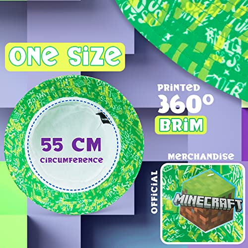 Minecraft Baseball Cap for Boys One Size Creeper Kids Hat Summer Accessories Lightweight Breathable Sun Hat Bucket Hat Gifts for Boys (Green Bucket Hat)