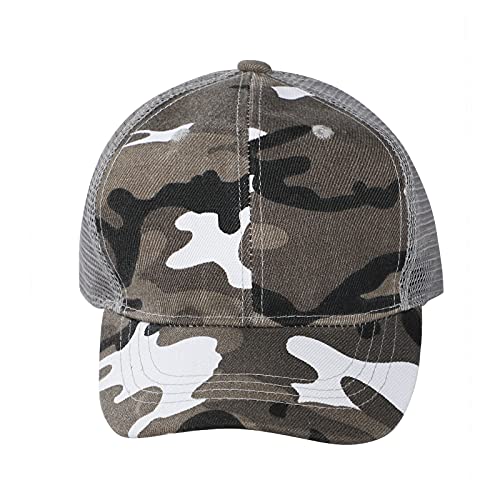 Kids Camo Baseball Cap Mesh Sun Hat Cotton Snapback Trucker Cap UV Protection Visor Headwear Quick Dry Breathable Outdoor Sports Hat Cap Cycling Football Travel Beach Tennis Boys Girls 5-12 Years Old