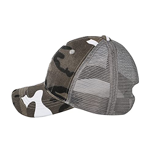 Kids Camo Baseball Cap Mesh Sun Hat Cotton Snapback Trucker Cap UV Protection Visor Headwear Quick Dry Breathable Outdoor Sports Hat Cap Cycling Football Travel Beach Tennis Boys Girls 5-12 Years Old