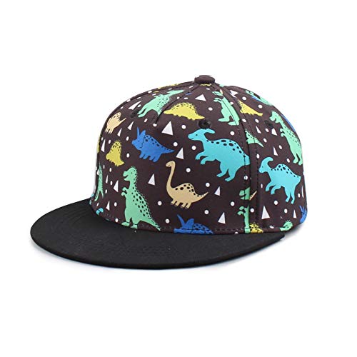 Pesaat Summer Baby Baseball Caps Toddler Sun Hat for Boys Girls Adjustable Kids Trucker Hats (Black Dinosaur, 2-4 Years)
