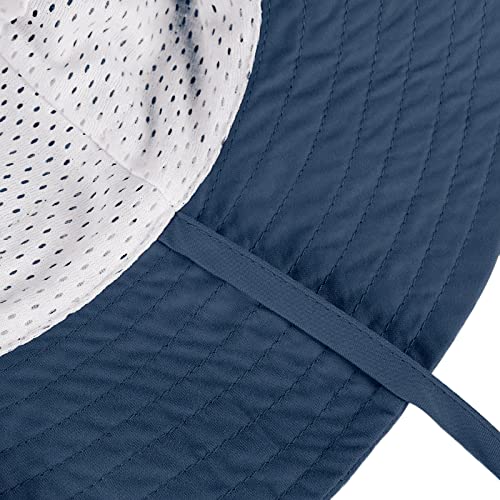 LACOFIA Toddler Baby Sun Hat Kids Boy's Summer Bucket Hat Wide Brim for Outdoor Swim Beach Pool Adjustable Navyblue 6-24 Months