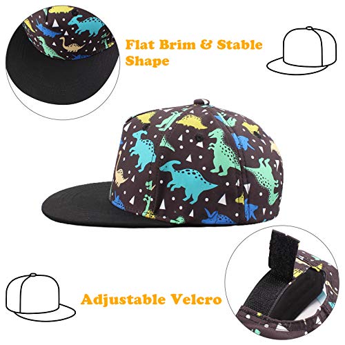 Pesaat Summer Baby Baseball Caps Toddler Sun Hat for Boys Girls Adjustable Kids Trucker Hats (Black Dinosaur, 2-4 Years)