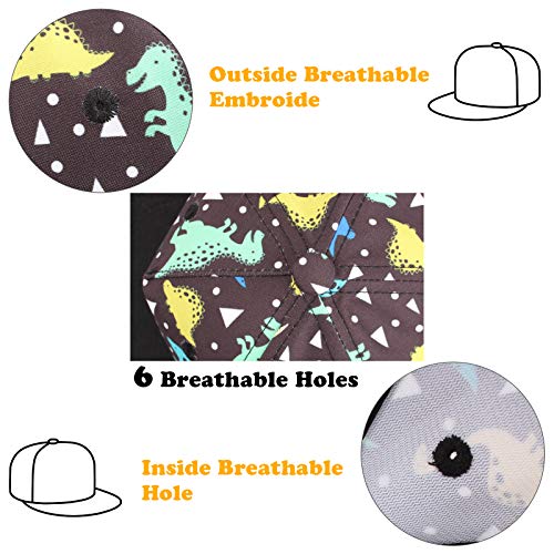 Pesaat Summer Baby Baseball Caps Toddler Sun Hat for Boys Girls Adjustable Kids Trucker Hats (Black Dinosaur, 2-4 Years)