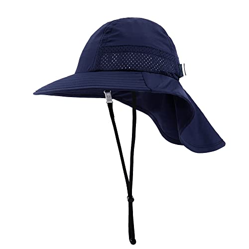 MASOCIO Baby Sun Hat Toddler Kids Boys Girls Summer Bucket Hats Cap Boy 1 2 Years 12 18 Adjustable Age 6-24 Months Navy Blue