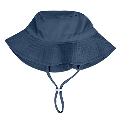 LACOFIA Toddler Baby Sun Hat Kids Boy's Summer Bucket Hat Wide Brim for Outdoor Swim Beach Pool Adjustable Navyblue 6-24 Months