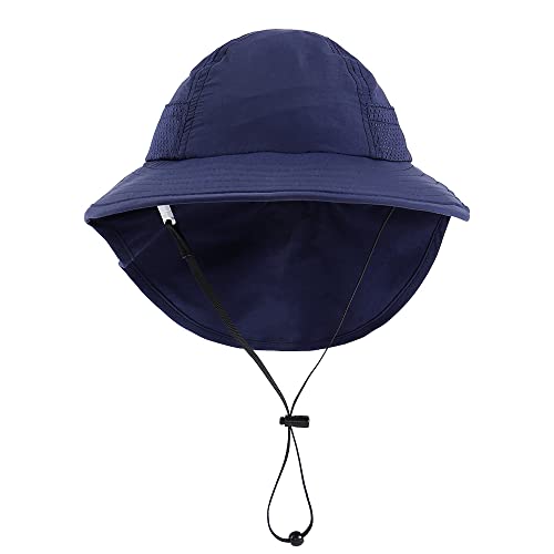 MASOCIO Baby Sun Hat Toddler Kids Boys Girls Summer Bucket Hats Cap Boy 1 2 Years 12 18 Adjustable Age 6-24 Months Navy Blue