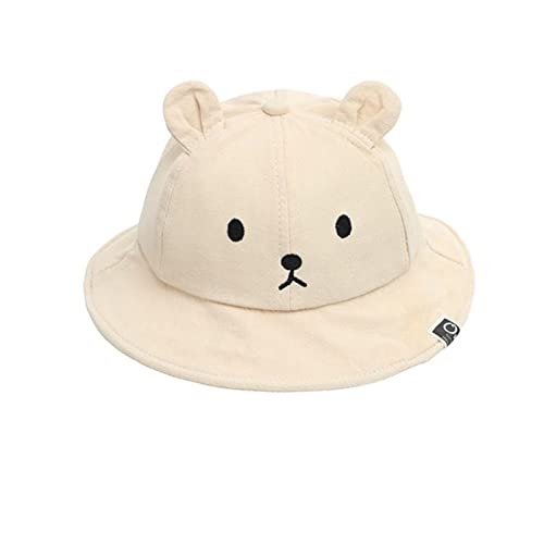 Kids Bucket Hats, Cute Bear Ear Newborn Panama Cap Summer Outdoor Foldable Fisherman Hat Unisex Bucket Sun Hat Outdoor (Beige)