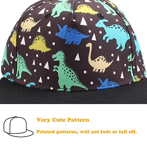 Pesaat Summer Baby Baseball Caps Toddler Sun Hat for Boys Girls Adjustable Kids Trucker Hats (Black Dinosaur, 2-4 Years)