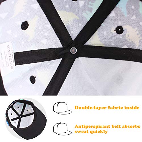 Pesaat Summer Baby Baseball Caps Toddler Sun Hat for Boys Girls Adjustable Kids Trucker Hats (Black Dinosaur, 2-4 Years)