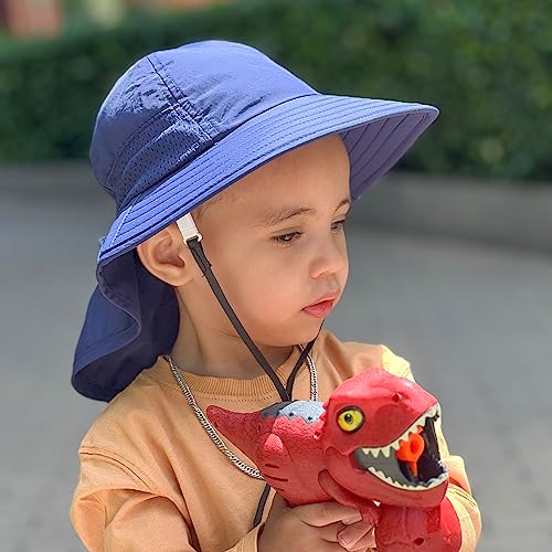 MASOCIO Baby Sun Hat Toddler Kids Boys Girls Summer Bucket Hats Cap Boy 1 2 Years 12 18 Adjustable Age 6-24 Months Navy Blue