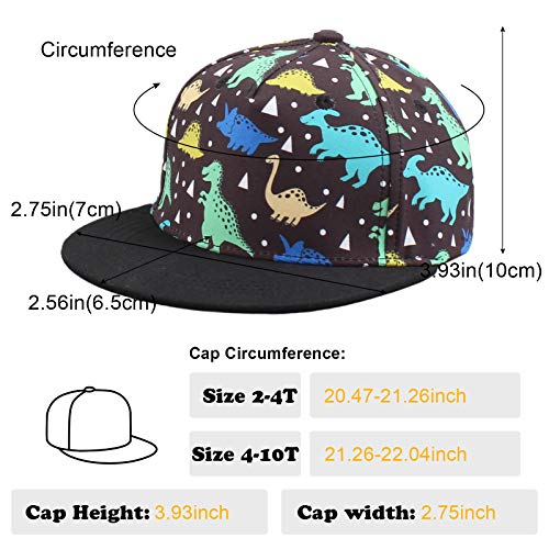 Pesaat Summer Baby Baseball Caps Toddler Sun Hat for Boys Girls Adjustable Kids Trucker Hats (Black Dinosaur, 2-4 Years)