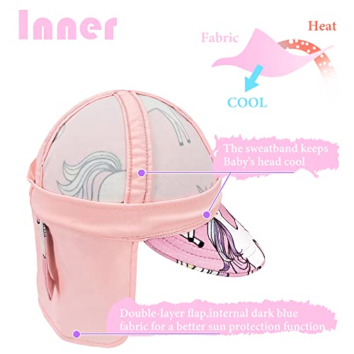 Gifts Treat Kids Legionnaires Hat, UPF 50+ Sun Protection Swim Cap Flap Hat in Unicorn Pattern for Kids, Quick Drying Boys Sun Hat with Neck Protection for Beach Seaside Pool, Unicorn, 6-8 Years