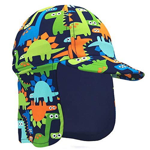 Gifts Treat Kids Legionnaires Hat, UPF 50+ Sun Protection Swim Cap Flap Hat in Dinosaur Pattern for Kids, Quick Drying Boys Sun Hat with Neck Protection for Beach Seaside Pool, Dinosaur, 4-6 Years