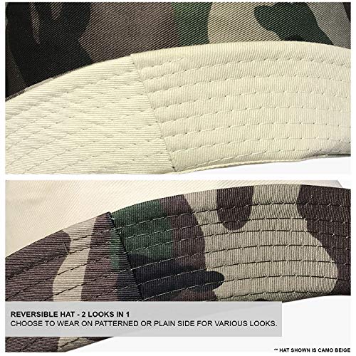 TOSKATOK® UPF 50+ Boys Kids Camouflage 2 in 1 Reversible 100% Cotton Summer Beach Bucket Sun Hat-GREY-54