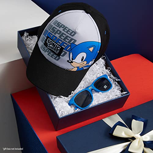 Sonic The Hedgehog Baseball Cap and Kids Sunglasses Summer Holiday Accessories Set Adjustable Strap Boys Cap 100% UV Protection Kids Sunglasses Sonic Gifts for Boys