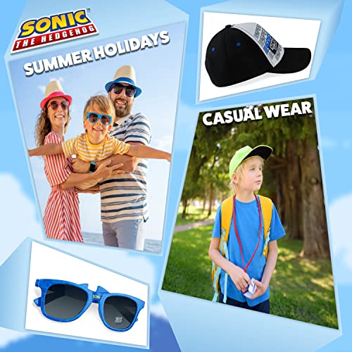Sonic The Hedgehog Baseball Cap and Kids Sunglasses Summer Holiday Accessories Set Adjustable Strap Boys Cap 100% UV Protection Kids Sunglasses Sonic Gifts for Boys